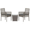 Hage Bistro Sett 3 pcs Grå Poly rattan