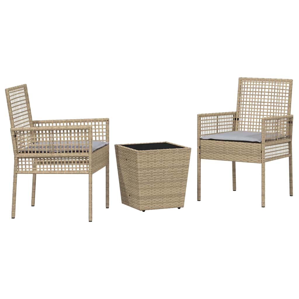 Hage Bistro Sett 3 pcs Beige Poly rattan