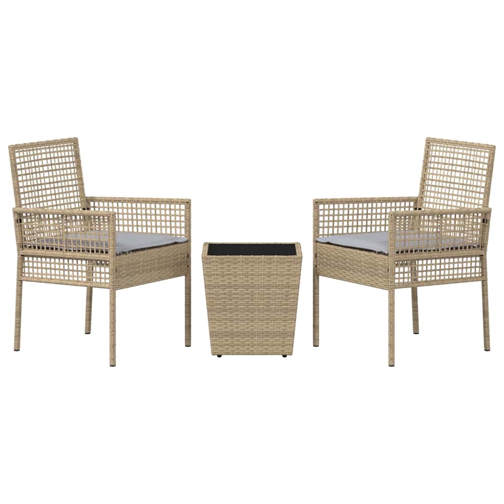 Hage Bistro Sett 3 pcs Beige Poly rattan