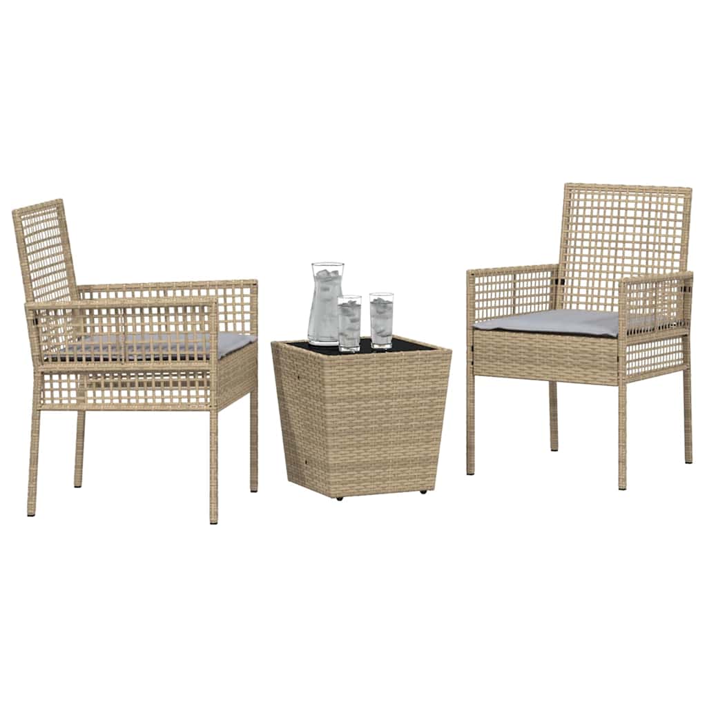 Hage Bistro Sett 3 pcs Beige Poly rattan