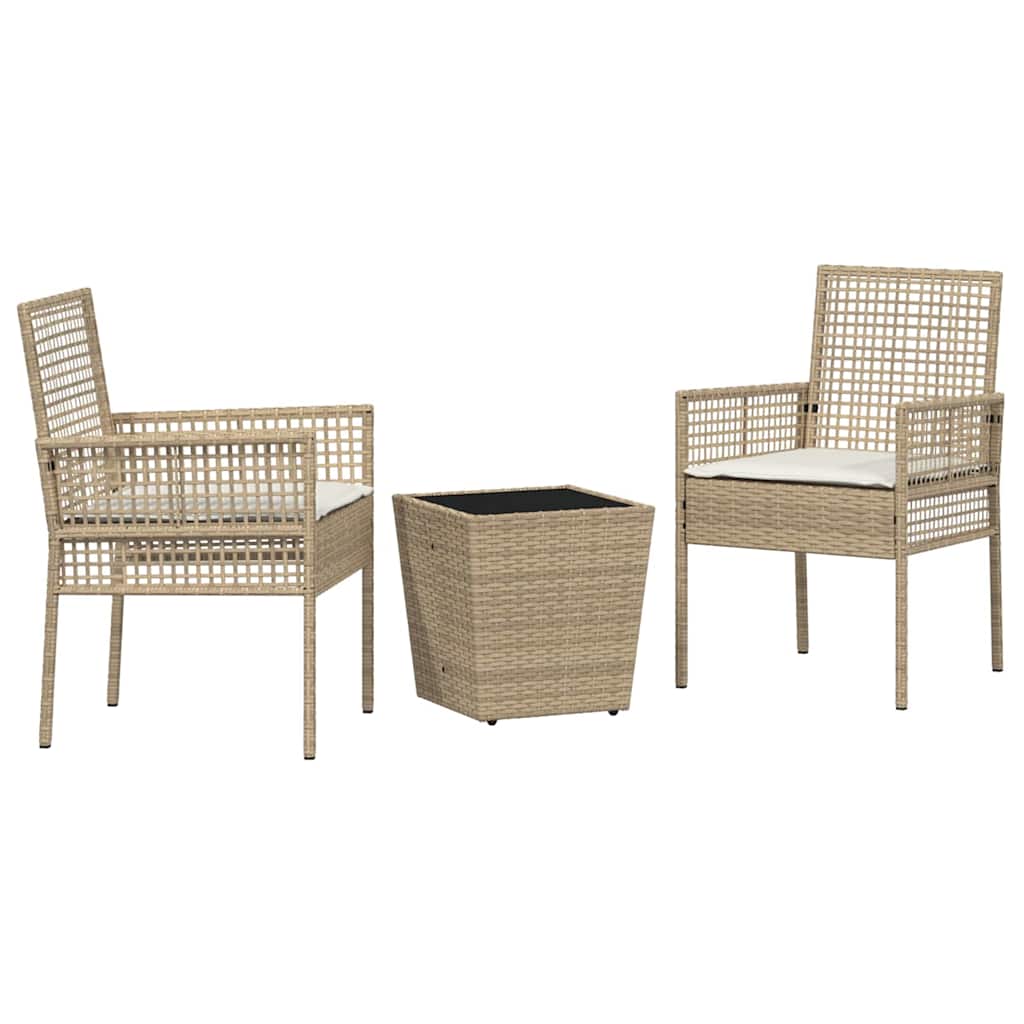 Hage Bistro Sett 3 pcs Beige Poly rattan