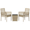 Hage Bistro Sett 3 pcs Beige Poly rattan
