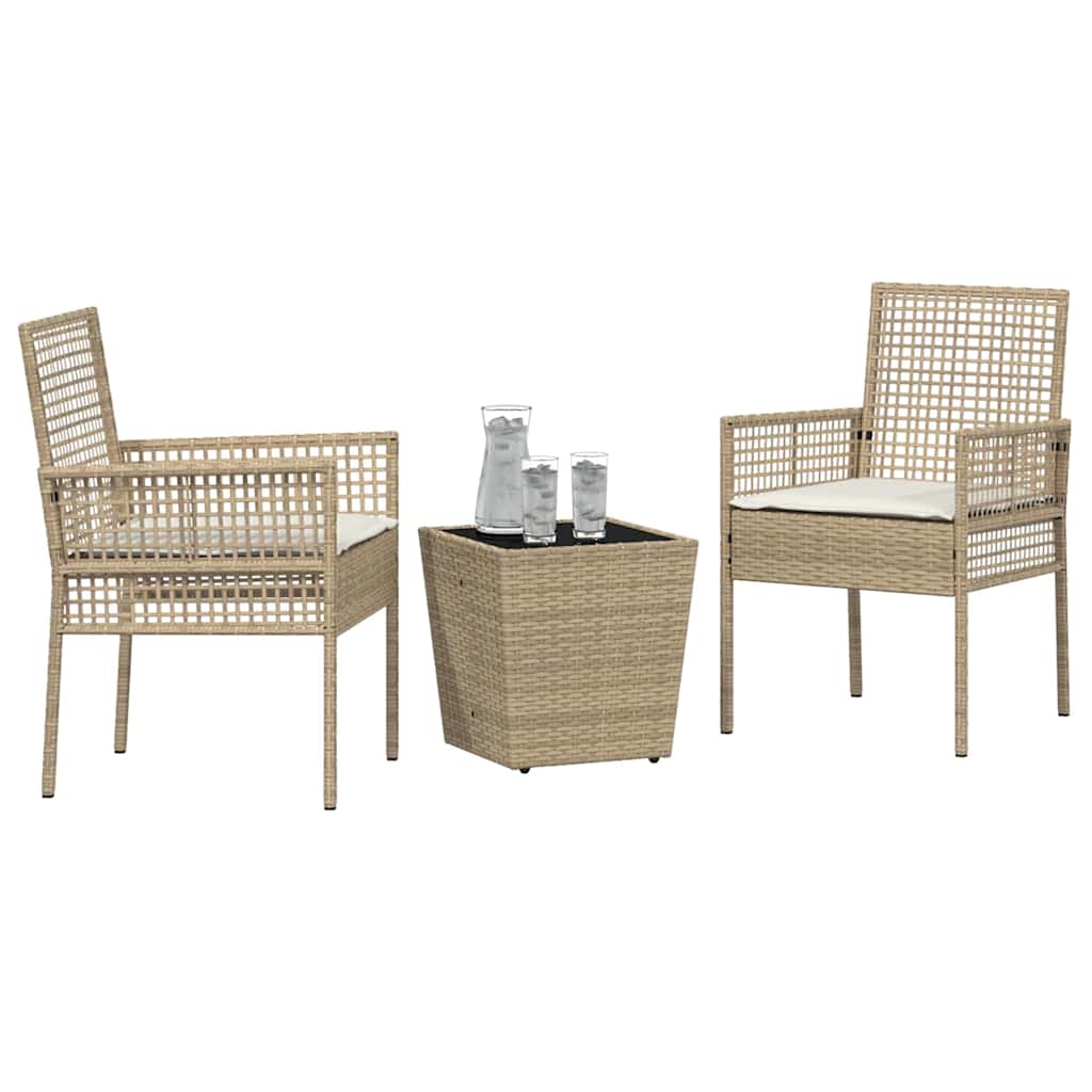 Hage Bistro Sett 3 pcs Beige Poly rattan