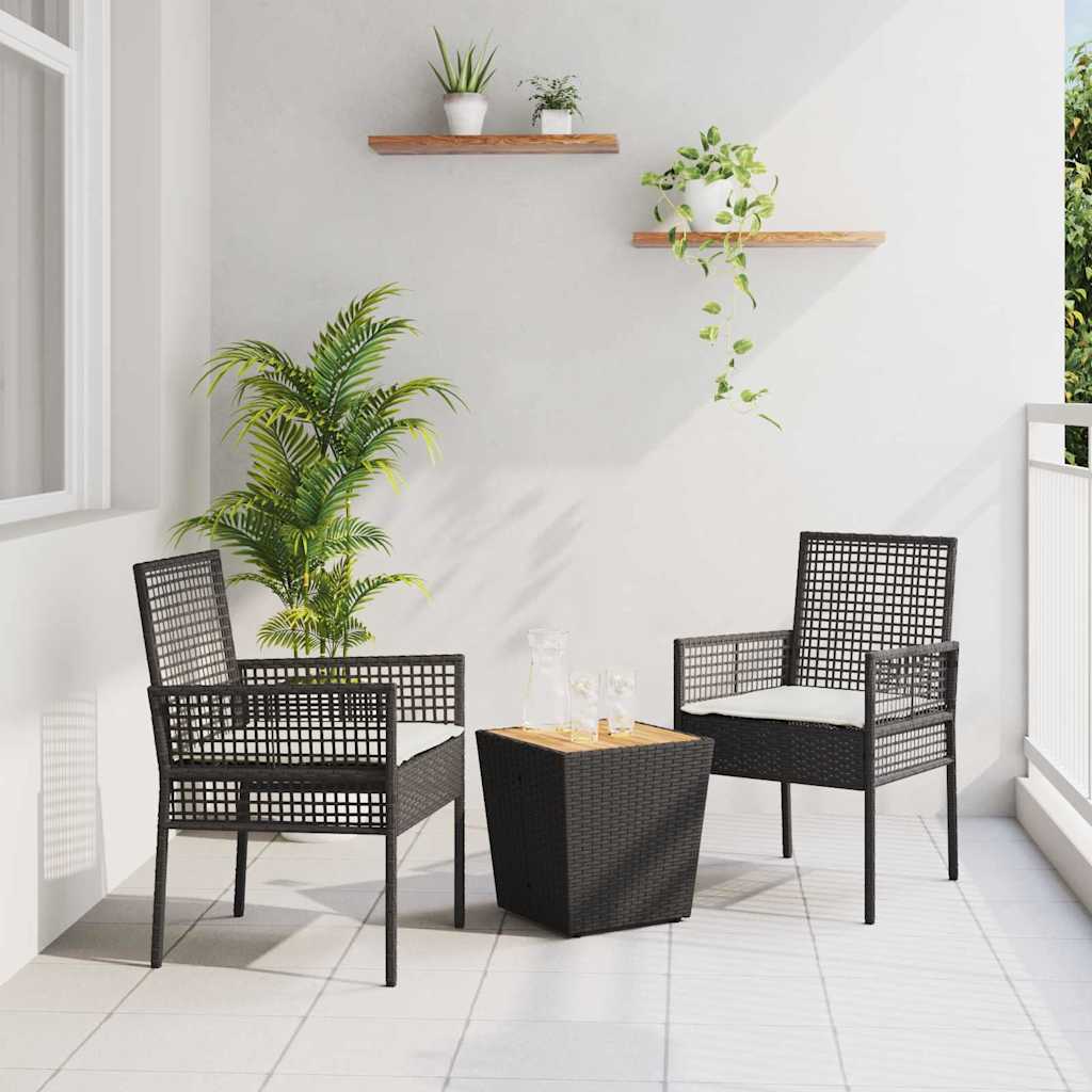 Hage Bistro Sett 3 pcs Svart Poly rattan