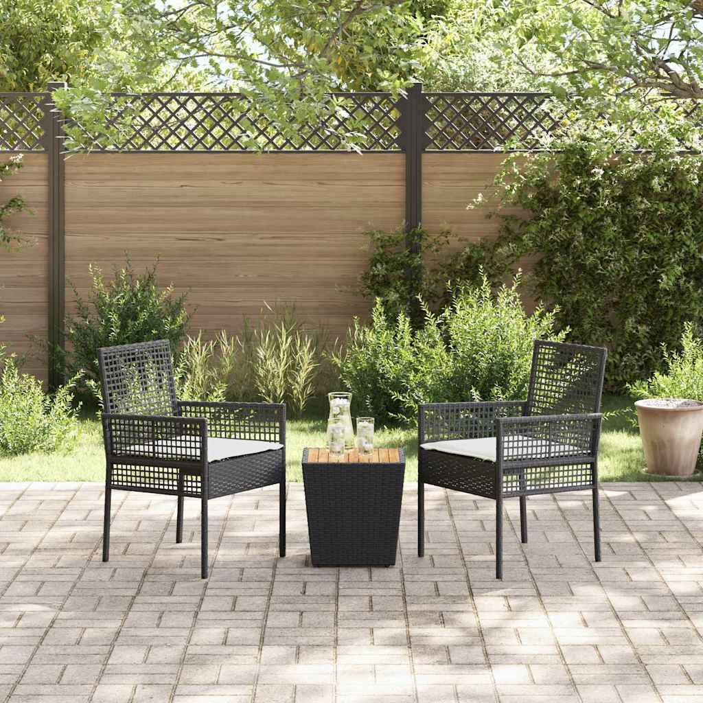 Hage Bistro Sett 3 pcs Svart Poly rattan