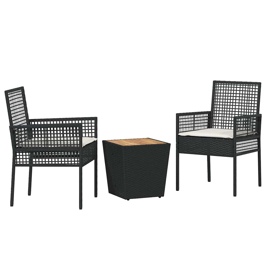 Hage Bistro Sett 3 pcs Svart Poly rattan