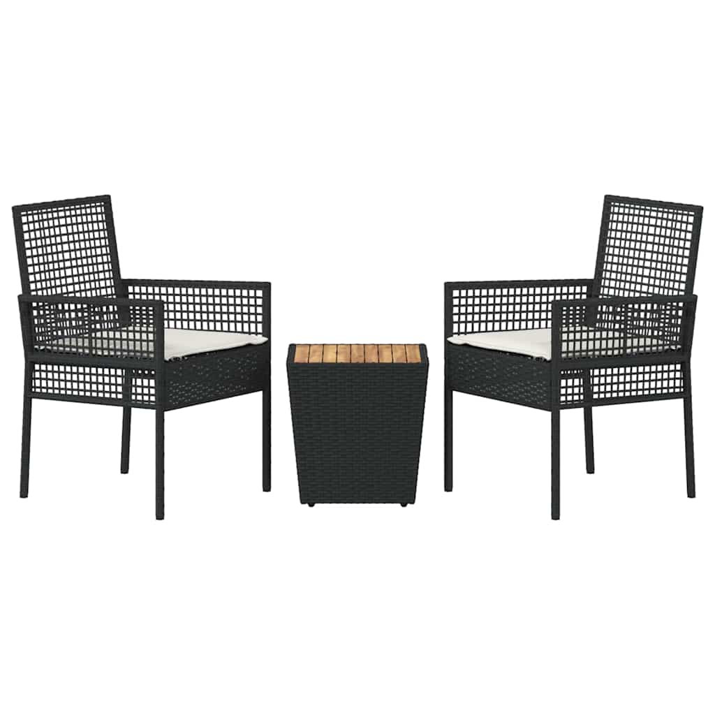 Hage Bistro Sett 3 pcs Svart Poly rattan