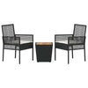 Hage Bistro Sett 3 pcs Svart Poly rattan