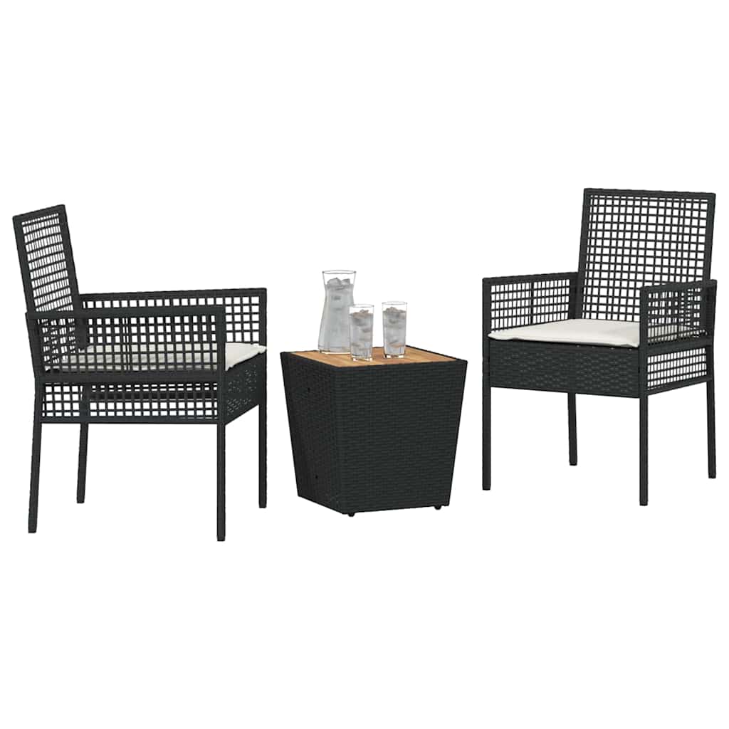 Hage Bistro Sett 3 pcs Svart Poly rattan