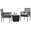 Hage Bistro Sett 3 pcs Svart Poly rattan
