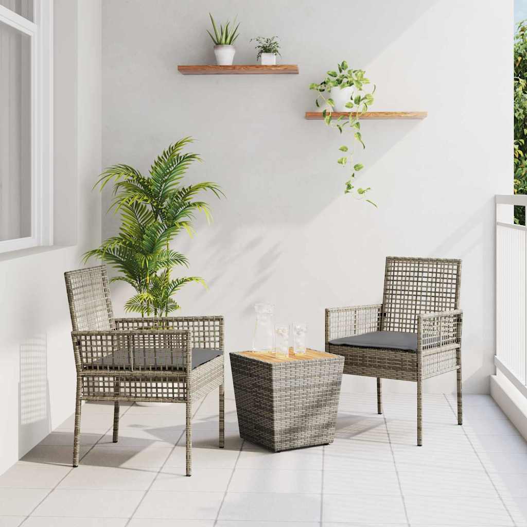 Hage Bistro Sett 3 pcs Grå Poly rattan