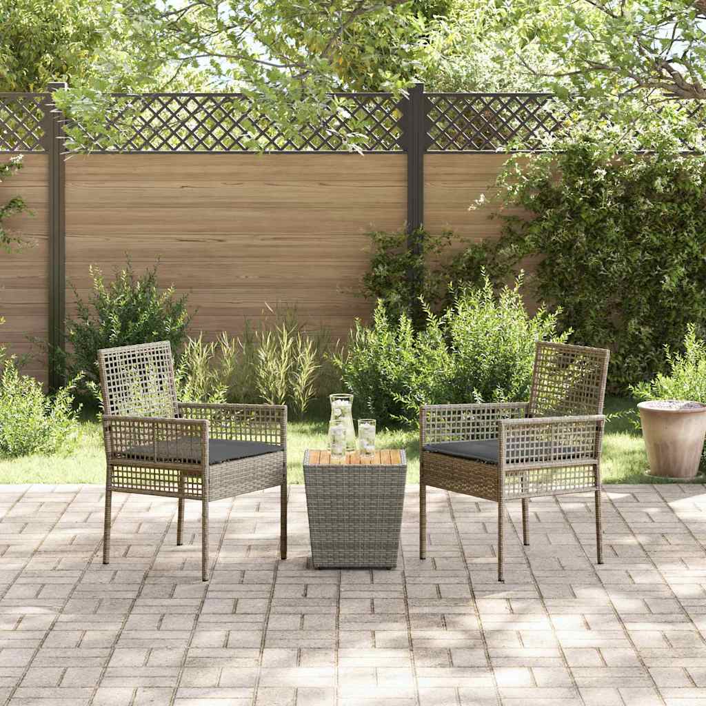 Hage Bistro Sett 3 pcs Grå Poly rattan
