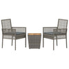 Hage Bistro Sett 3 pcs Grå Poly rattan