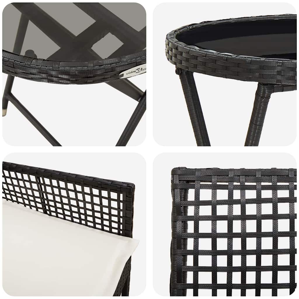 Hage Bistro Sett 3 pcs Svart Poly rattan