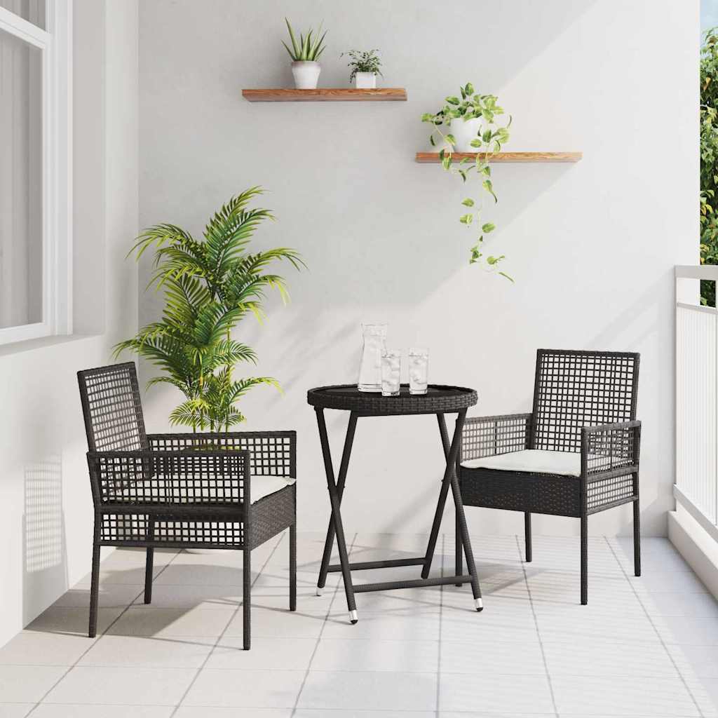 Hage Bistro Sett 3 pcs Svart Poly rattan
