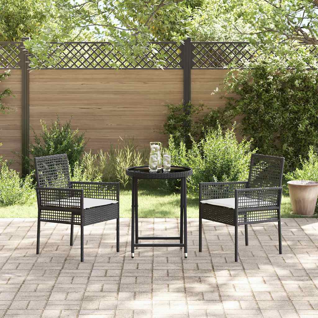 Hage Bistro Sett 3 pcs Svart Poly rattan