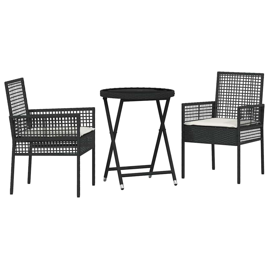 Hage Bistro Sett 3 pcs Svart Poly rattan