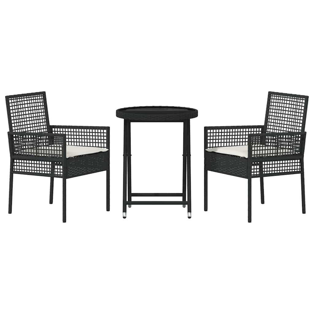 Hage Bistro Sett 3 pcs Svart Poly rattan