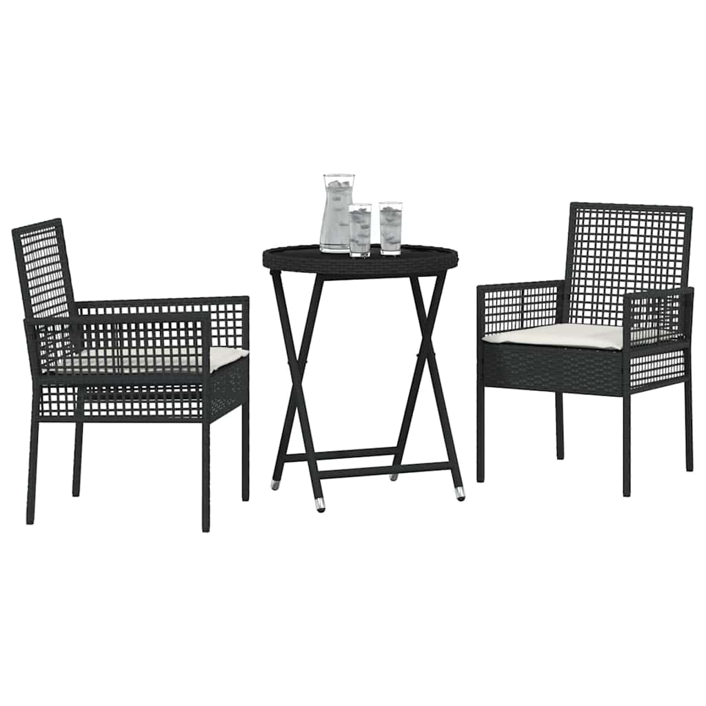 Hage Bistro Sett 3 pcs Svart Poly rattan