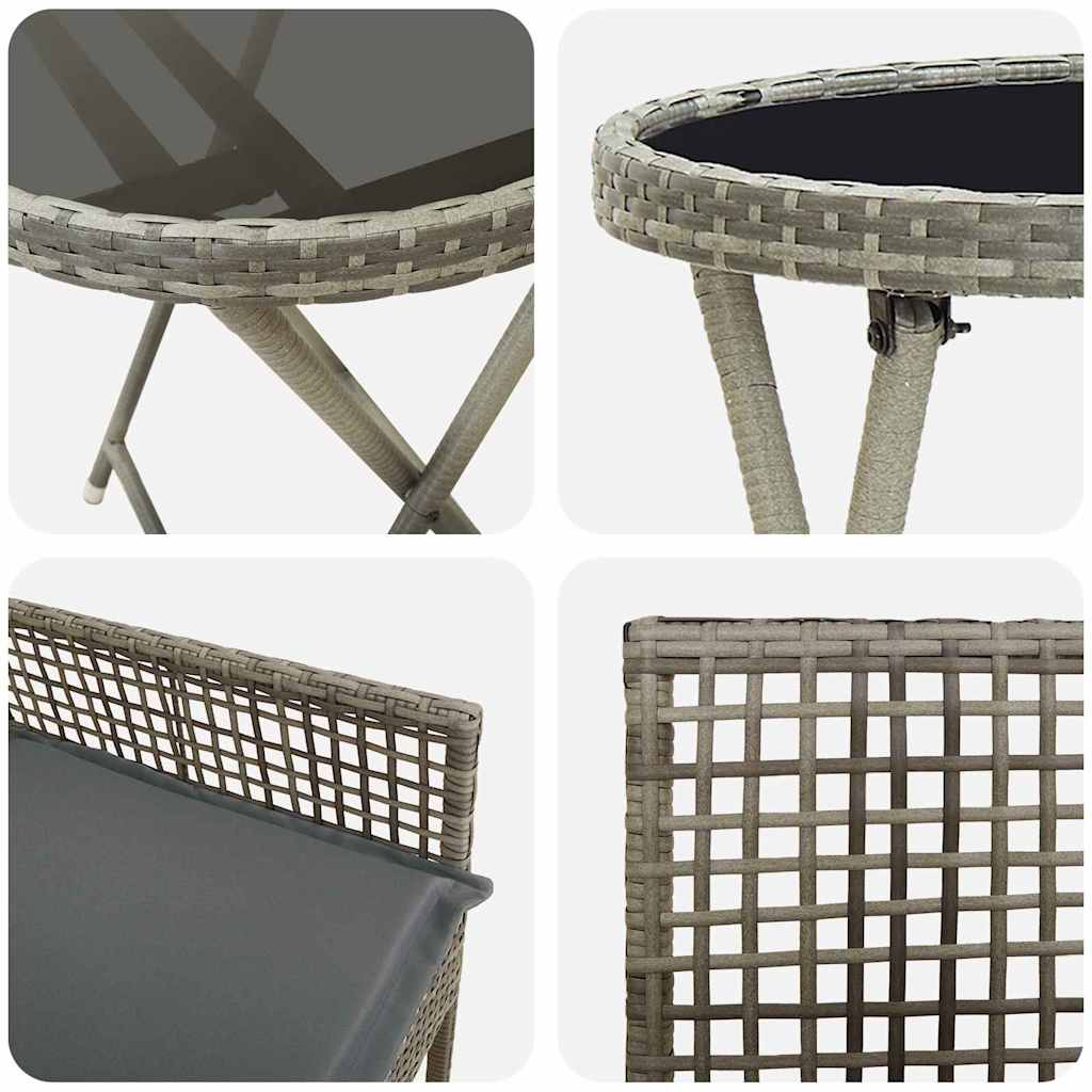 Hage Bistro Sett 3 pcs Grå Poly rattan