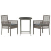 Hage Bistro Sett 3 pcs Grå Poly rattan