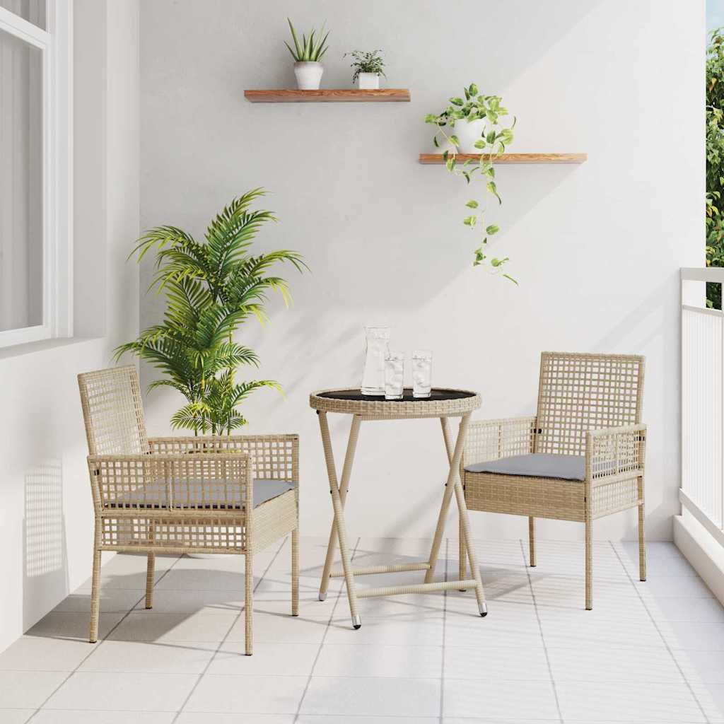 Hage Bistro Sett 3 pcs Beige Poly rattan