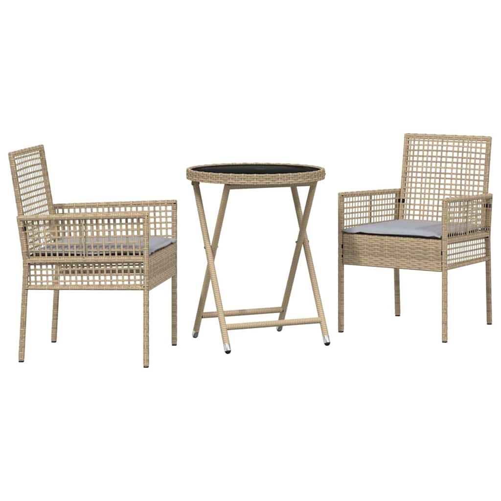Hage Bistro Sett 3 pcs Beige Poly rattan