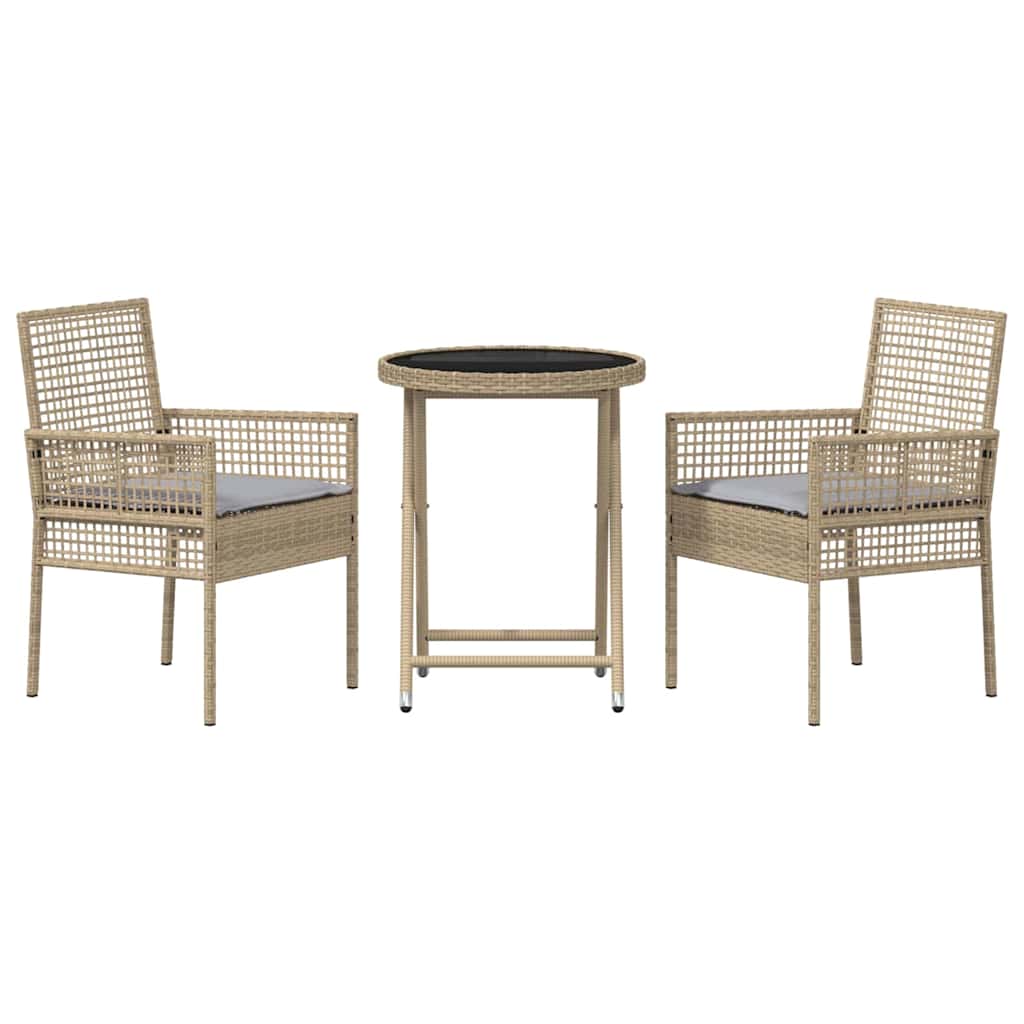 Hage Bistro Sett 3 pcs Beige Poly rattan