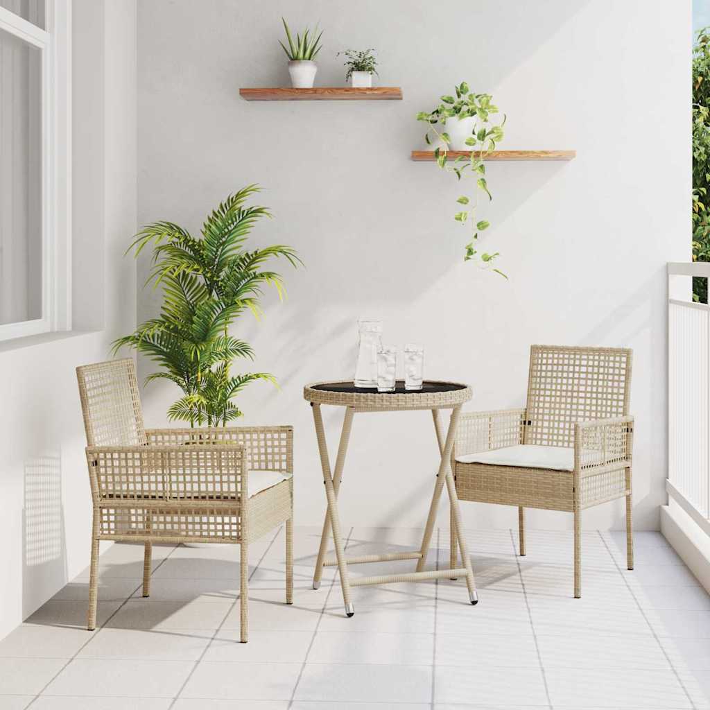 Hage Bistro Sett 3 pcs Beige Poly rattan