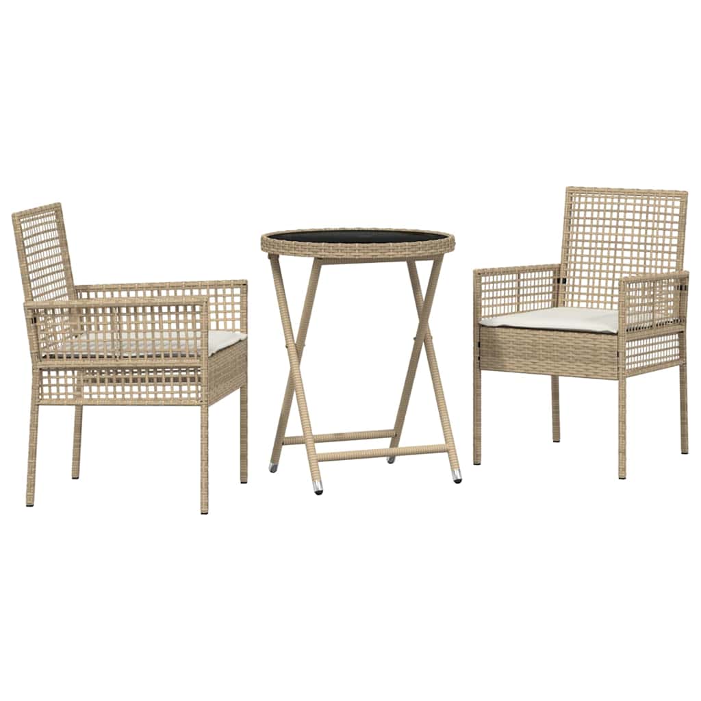 Hage Bistro Sett 3 pcs Beige Poly rattan