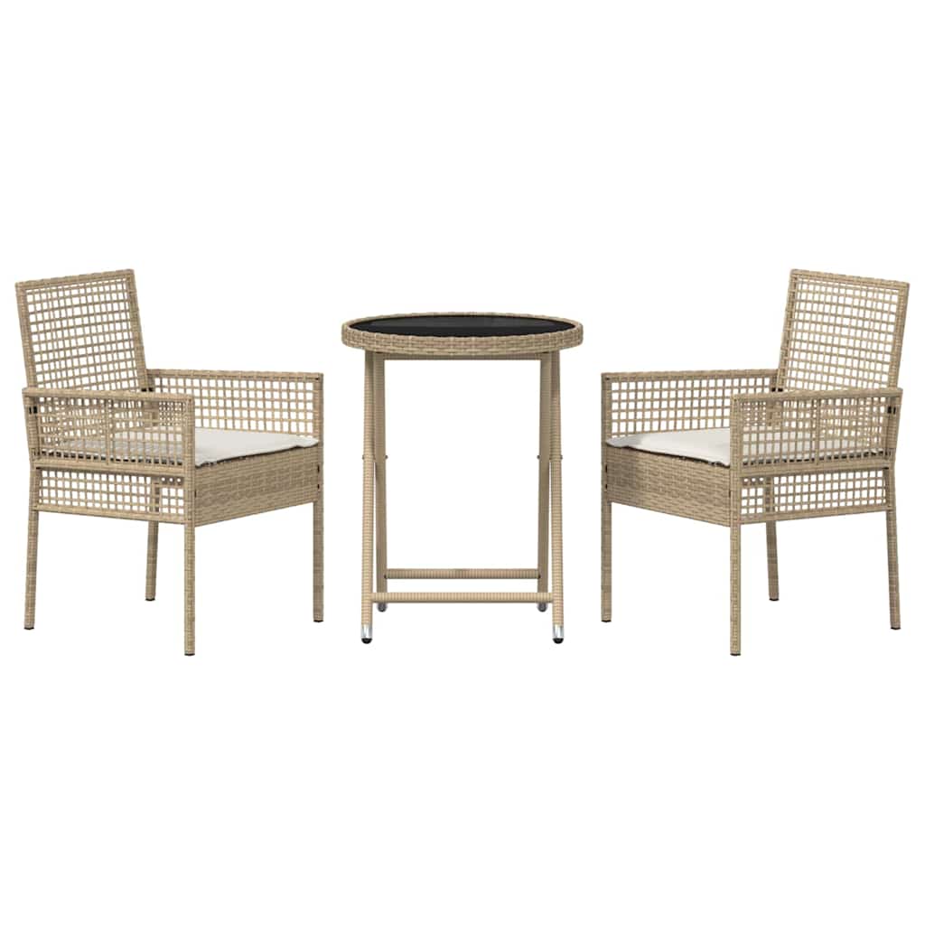 Hage Bistro Sett 3 pcs Beige Poly rattan