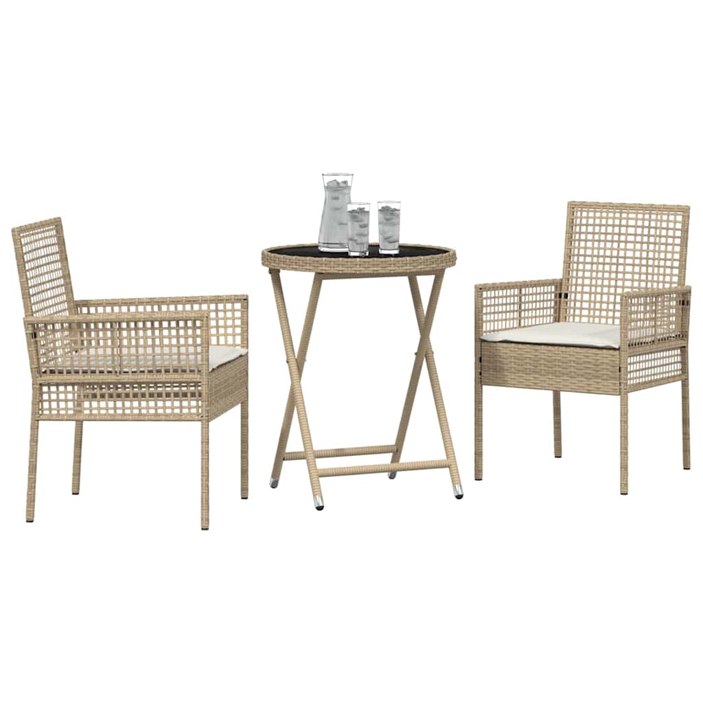 Hage Bistro Sett 3 pcs Beige Poly rattan