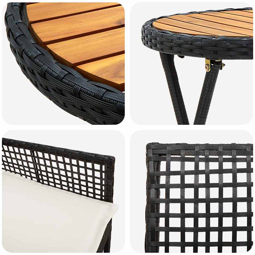 Hage Bistro Sett 3 pcs Svart Poly rattan