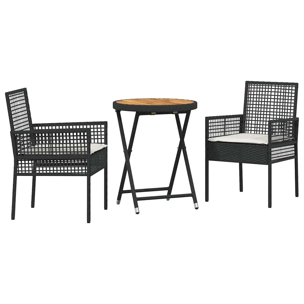 Hage Bistro Sett 3 pcs Svart Poly rattan