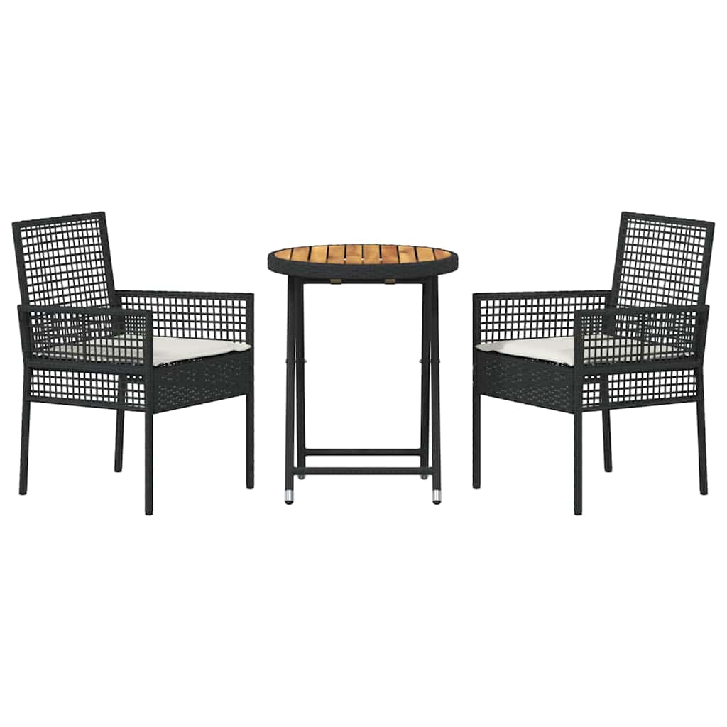 Hage Bistro Sett 3 pcs Svart Poly rattan