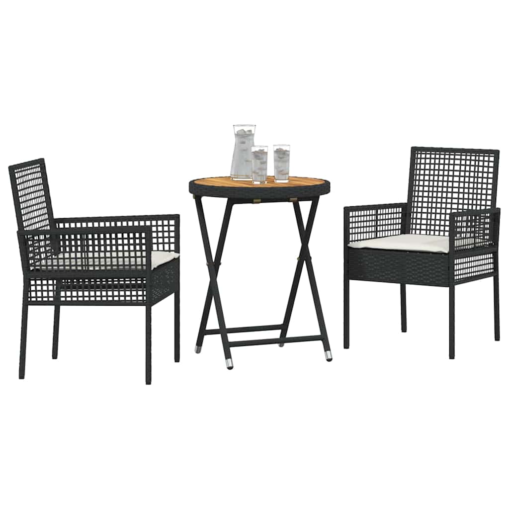 Hage Bistro Sett 3 pcs Svart Poly rattan