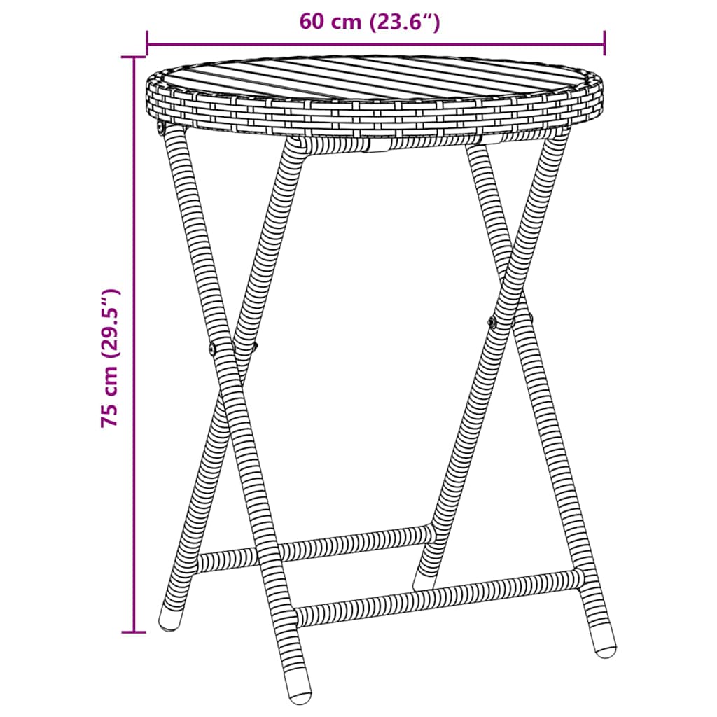 Hage Bistro Sett 3 pcs Svart Poly rattan