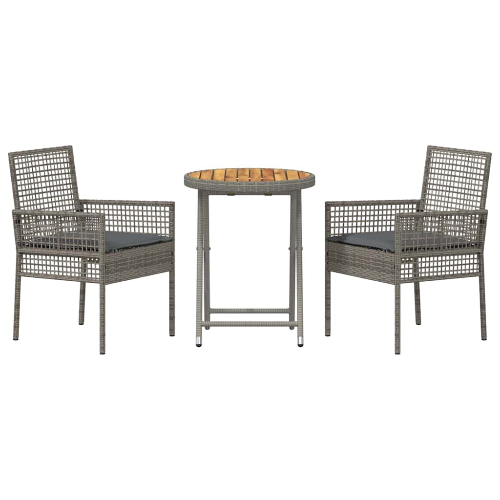 Hage Bistro Sett 3 pcs Grå Poly rattan