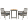Hage Bistro Sett 3 pcs Grå Poly rattan