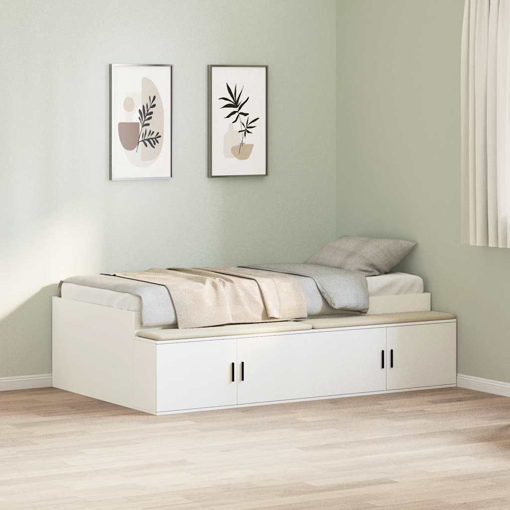 Sengestamme med skuff Hvit 100 x 200 cm Konstruert tre