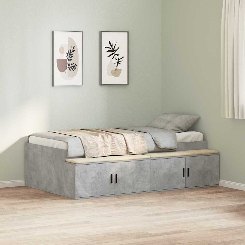 Sengestamme med skuff Betonggrå 100 x 200 cm Konstruert tre