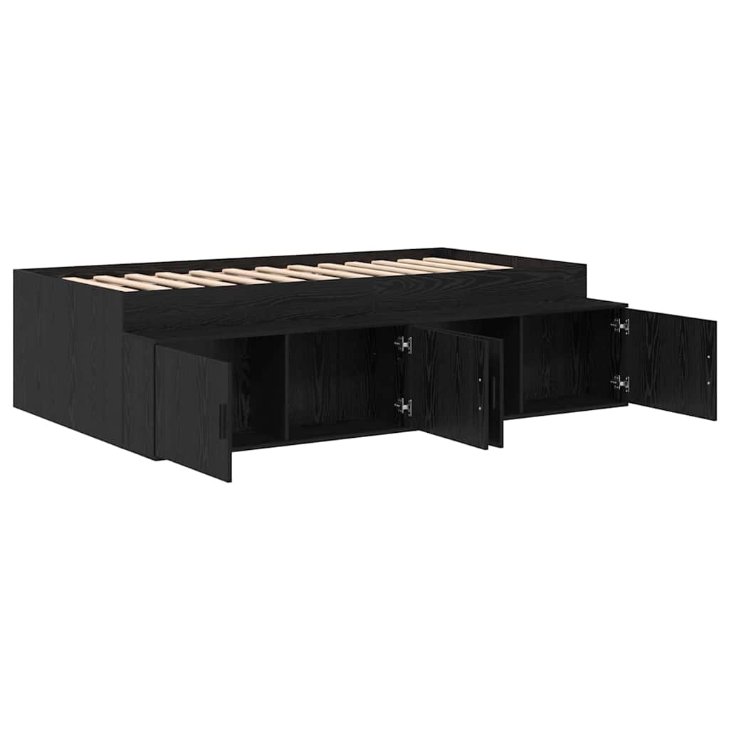 Sengestamme med skuff Svart Eik 90 x 200 cm Konstruert tre