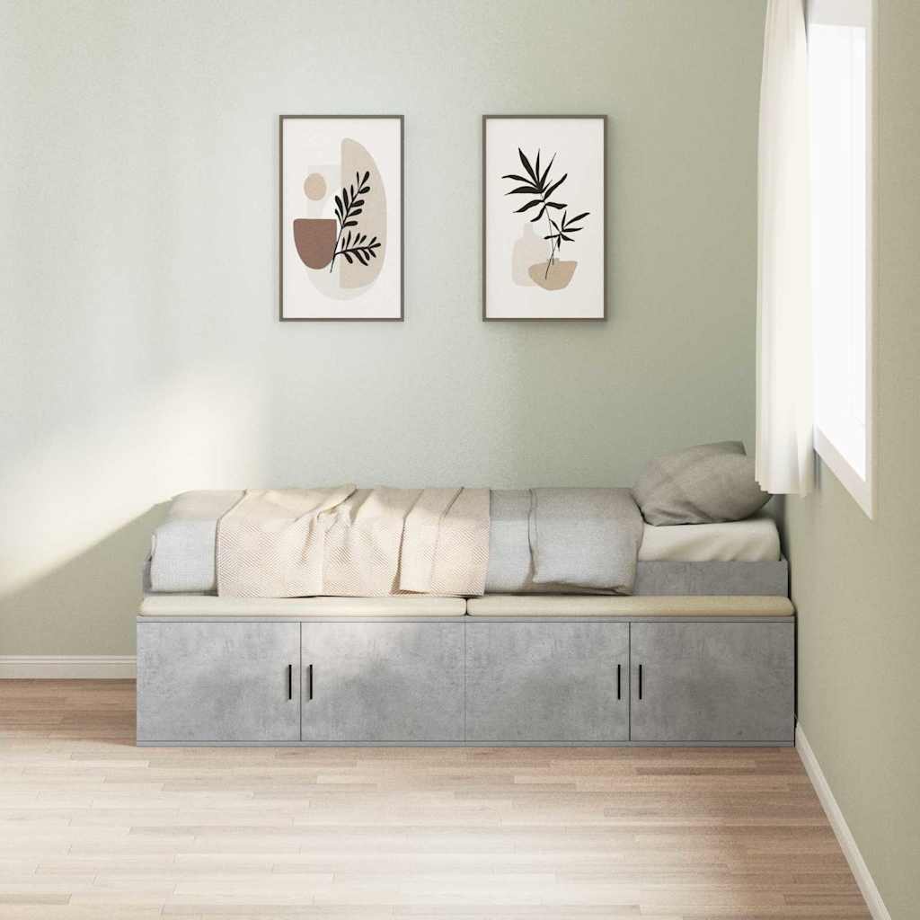Sengestamme med skuff Betonggrå 90 x 200 cm Konstruert tre