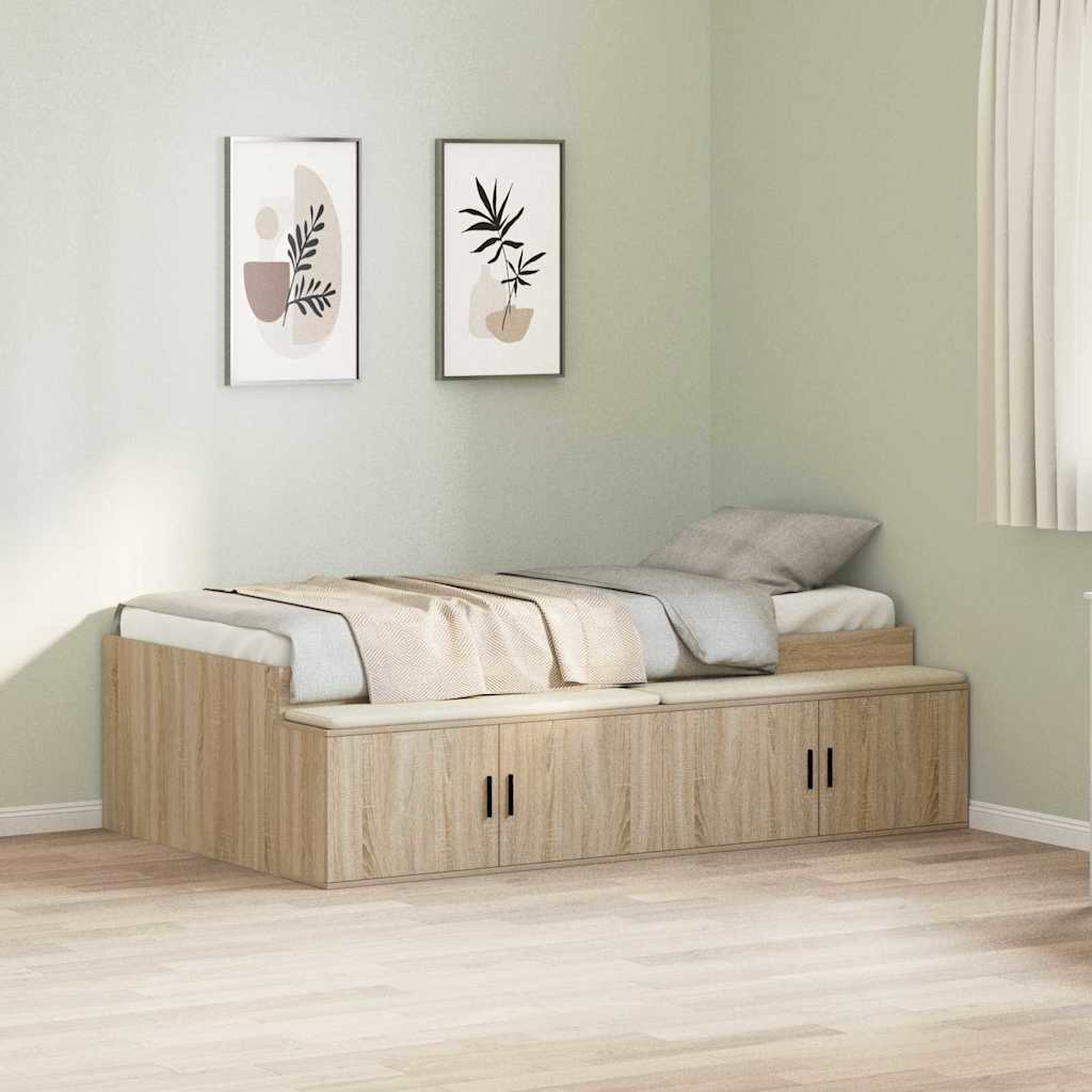 Sengestamme med skuff Sonoma eik 90 x 190 cm Konstruert tre