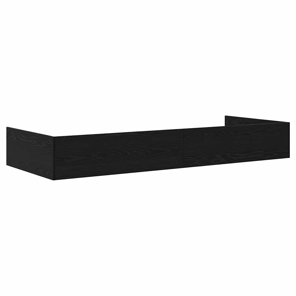 Seng med lagring med hodegjerde Svart Eik 100 x 200 cm Konstruert tre