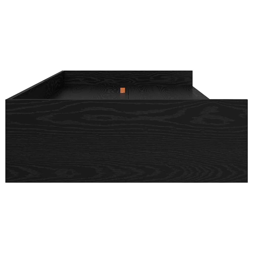 Seng med lagring med hodegjerde Svart Eik 100 x 200 cm Konstruert tre