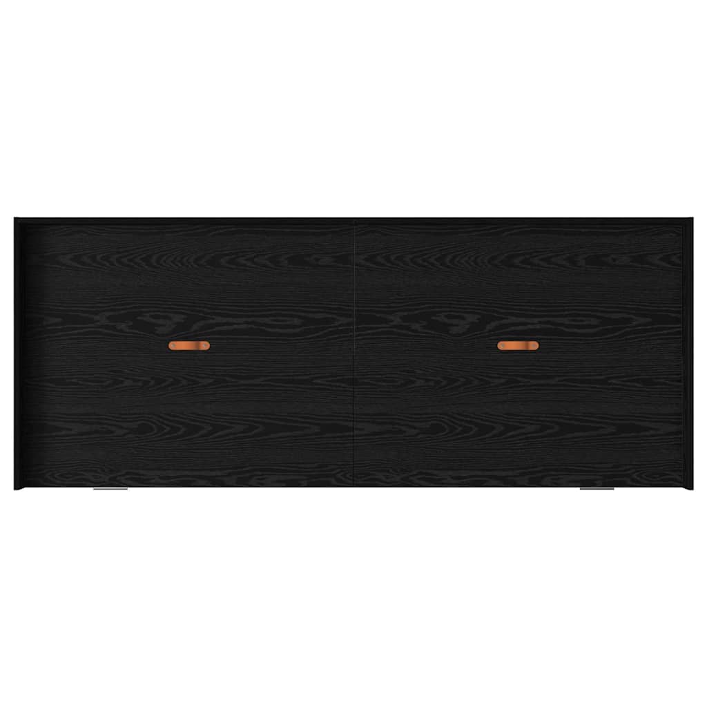 Seng med lagring med hodegjerde Svart Eik 100 x 200 cm Konstruert tre