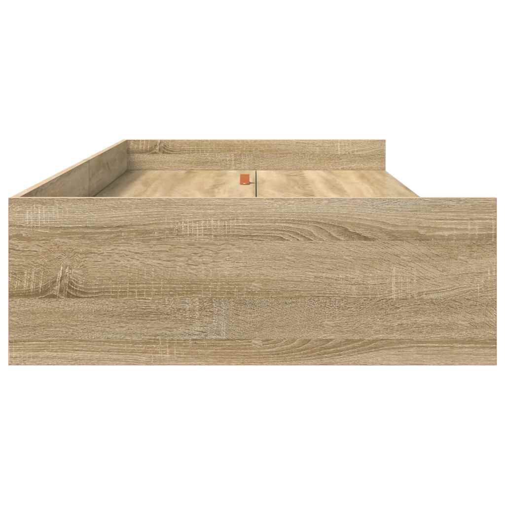 Seng med lagring med skuff Sonoma eik 100 x 200 cm Konstruert tre
