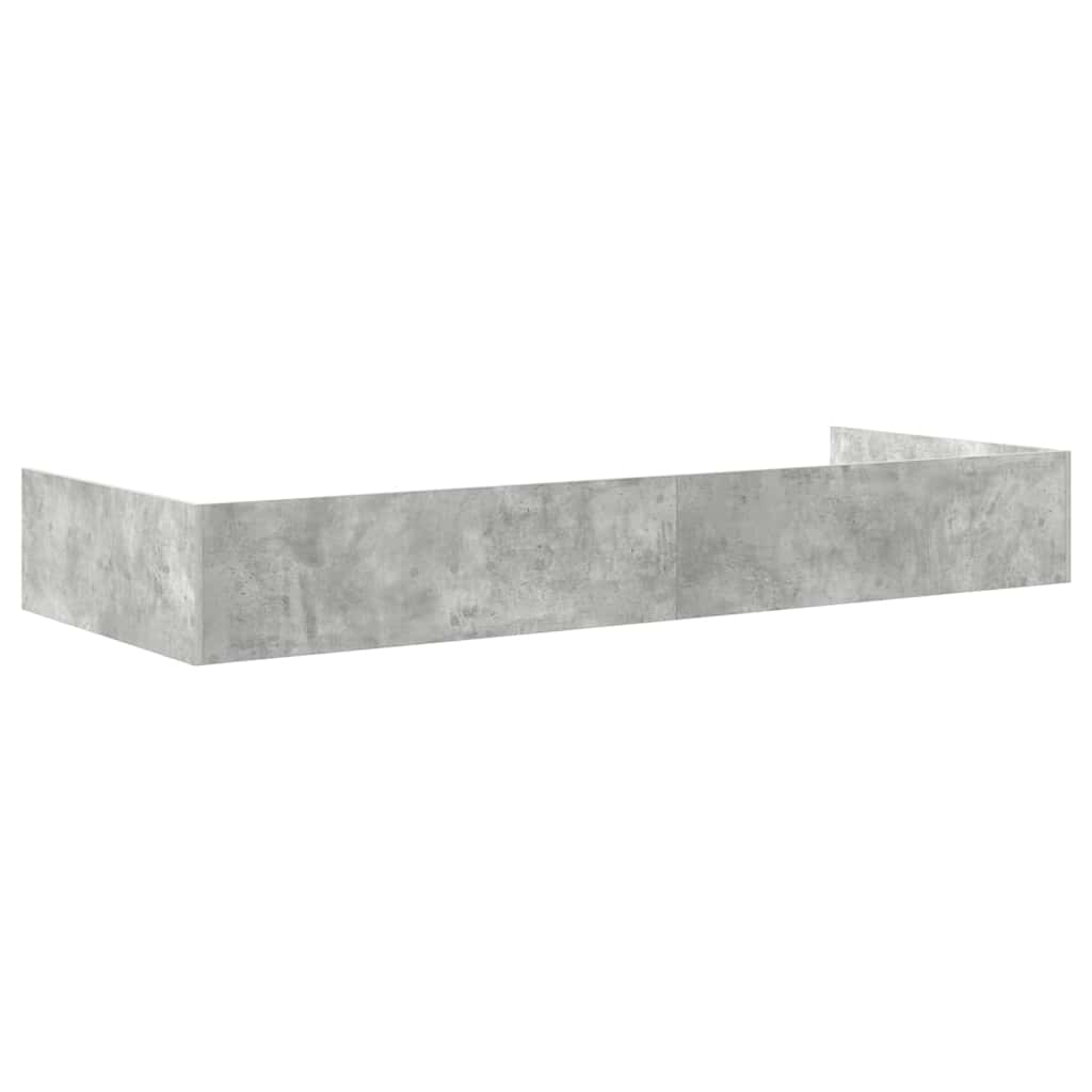 Seng med lagring med hodegjerde Betonggrå 100 x 200 cm Konstruert tre