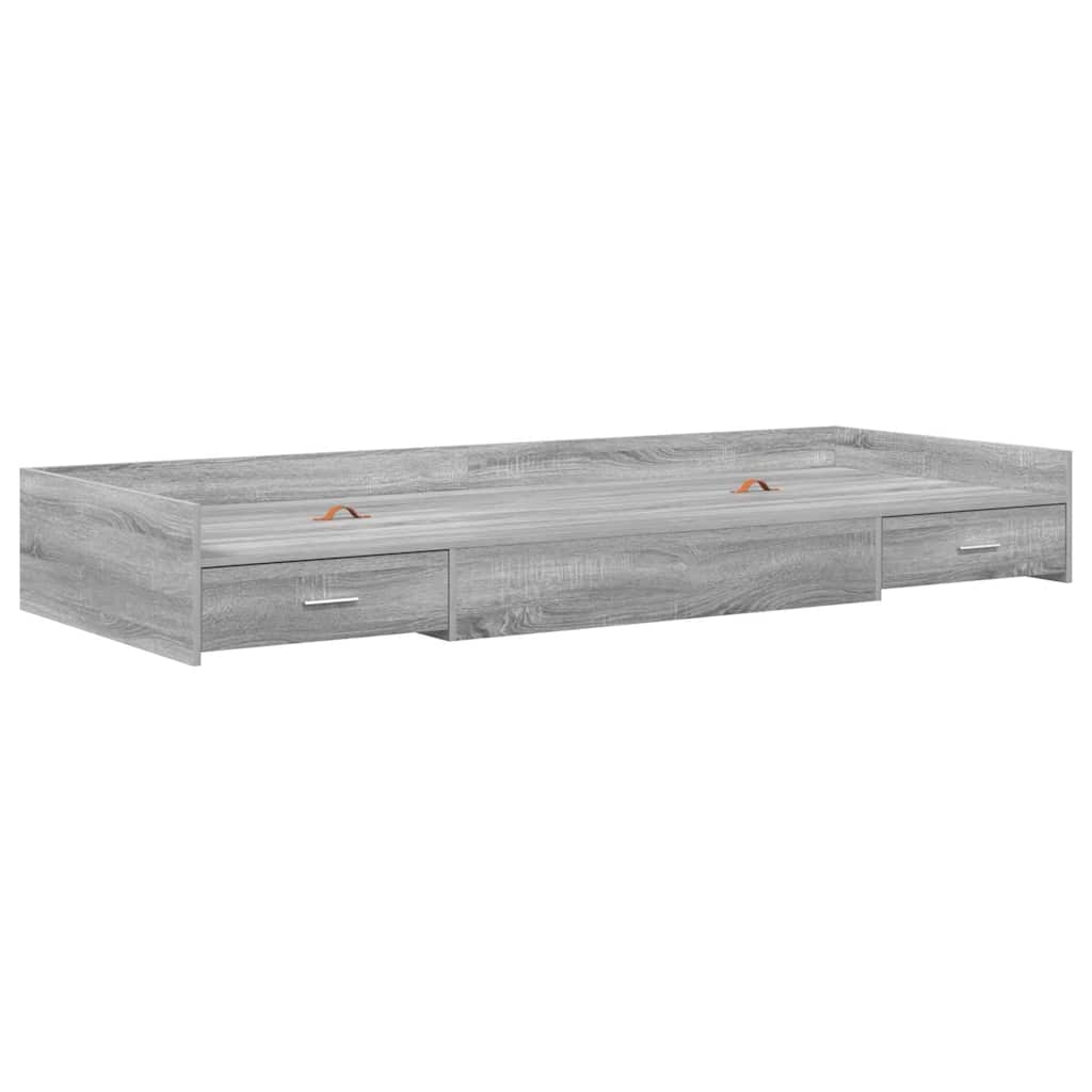 Seng med lagring med skuff Grå Sonoma 100 x 200 cm Konstruert tre